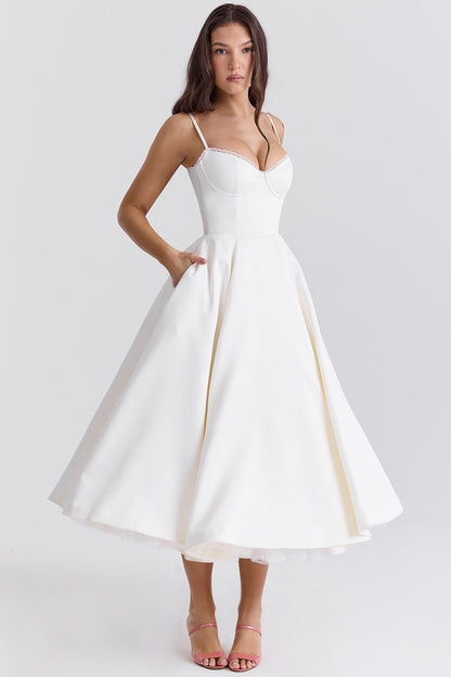 MADEMOISELLE WHITE TULLE MIDI DRESS