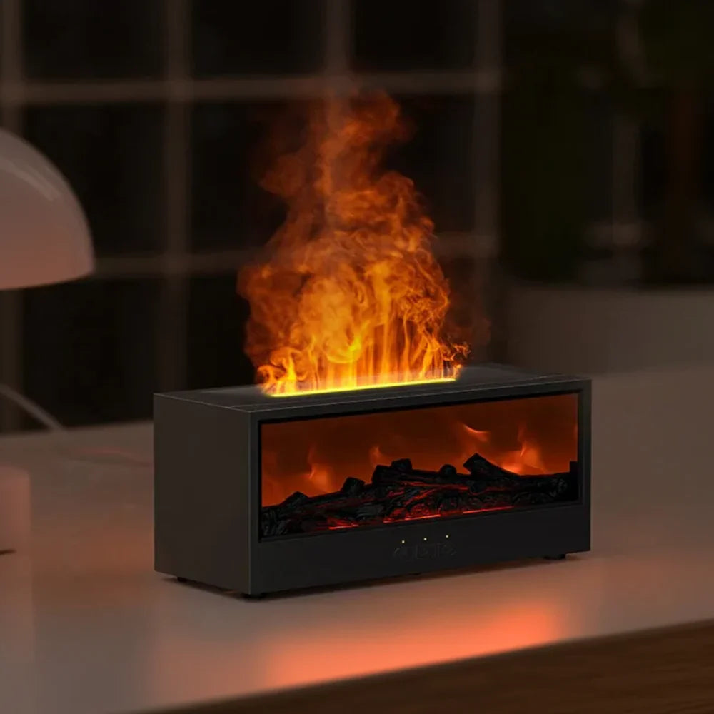 Smart Humidifier & Essential Oil Diffuser – Realistic LED Fireplace Ambiance