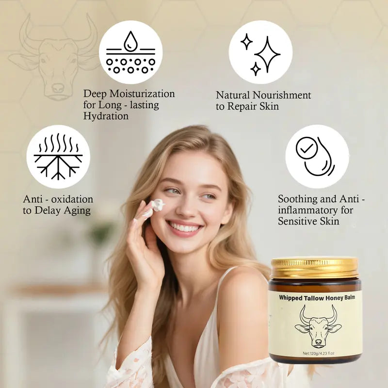 Whipped Grass-Fed Beef Tallow Honey Balm