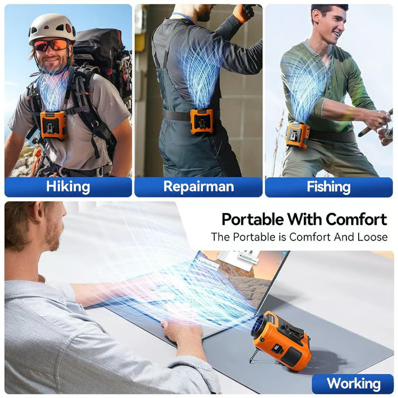 🌬️ Portable USB Waist Fan – Stay Cool Anywhere, Anytime!