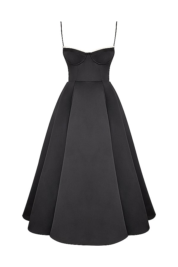 MADEMOISELLE BLACK TULLE MIDI DRESS