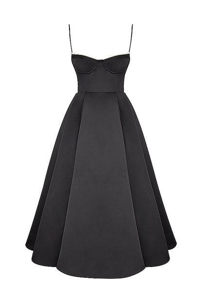 MADEMOISELLE BLACK TULLE MIDI DRESS