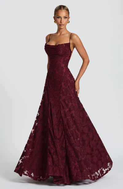 FRANCIS MAXI DRESS-CHERRY LACQUER