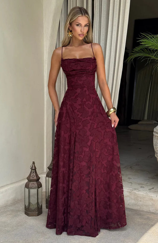 FRANCIS MAXI DRESS-CHERRY LACQUER