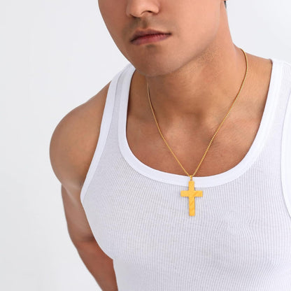 Cross Necklace with Bible Verse & American Flag Pendant