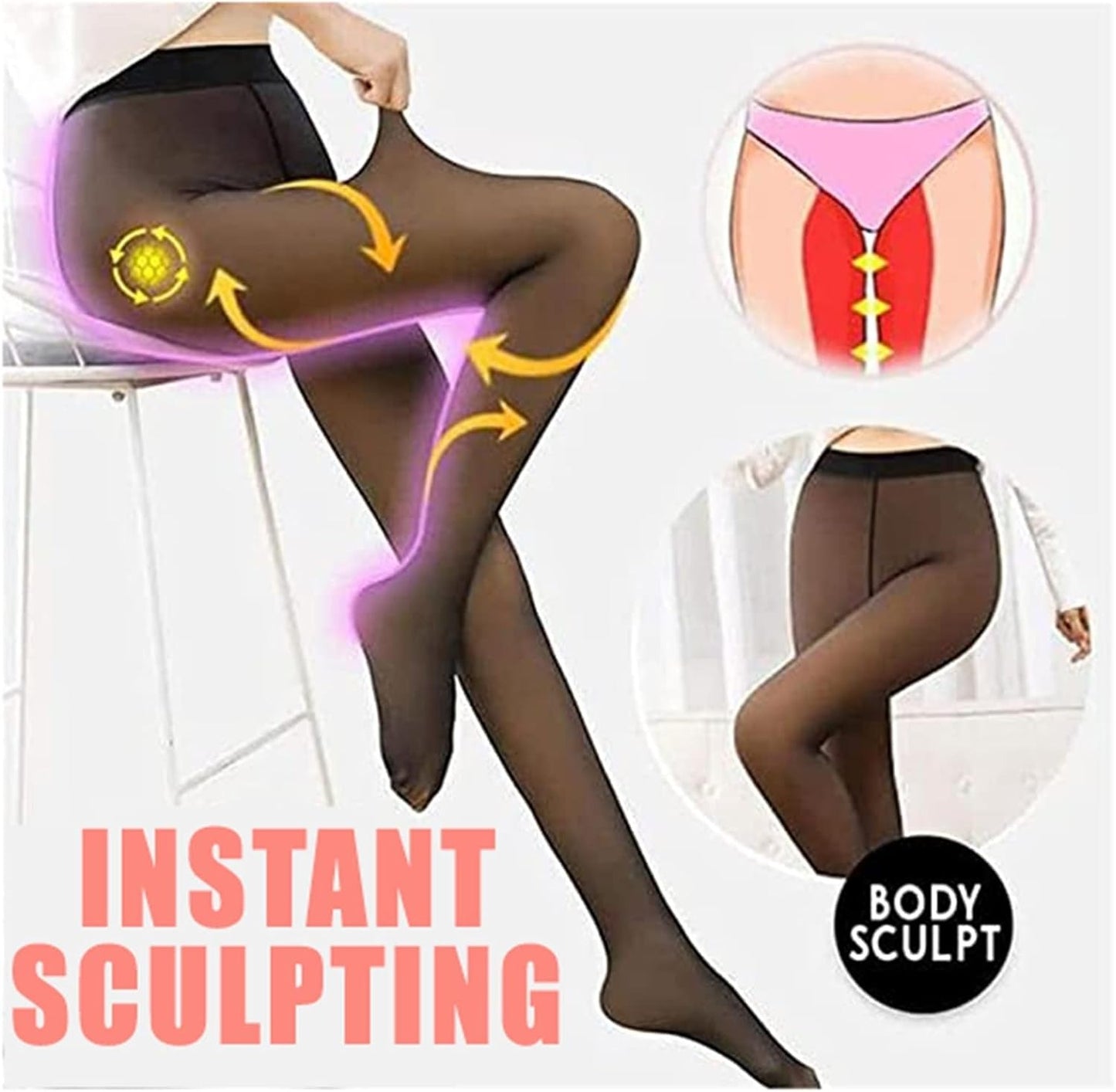 Flawless Legs Fake Translucent Warm Plush Lined Elastic Tights