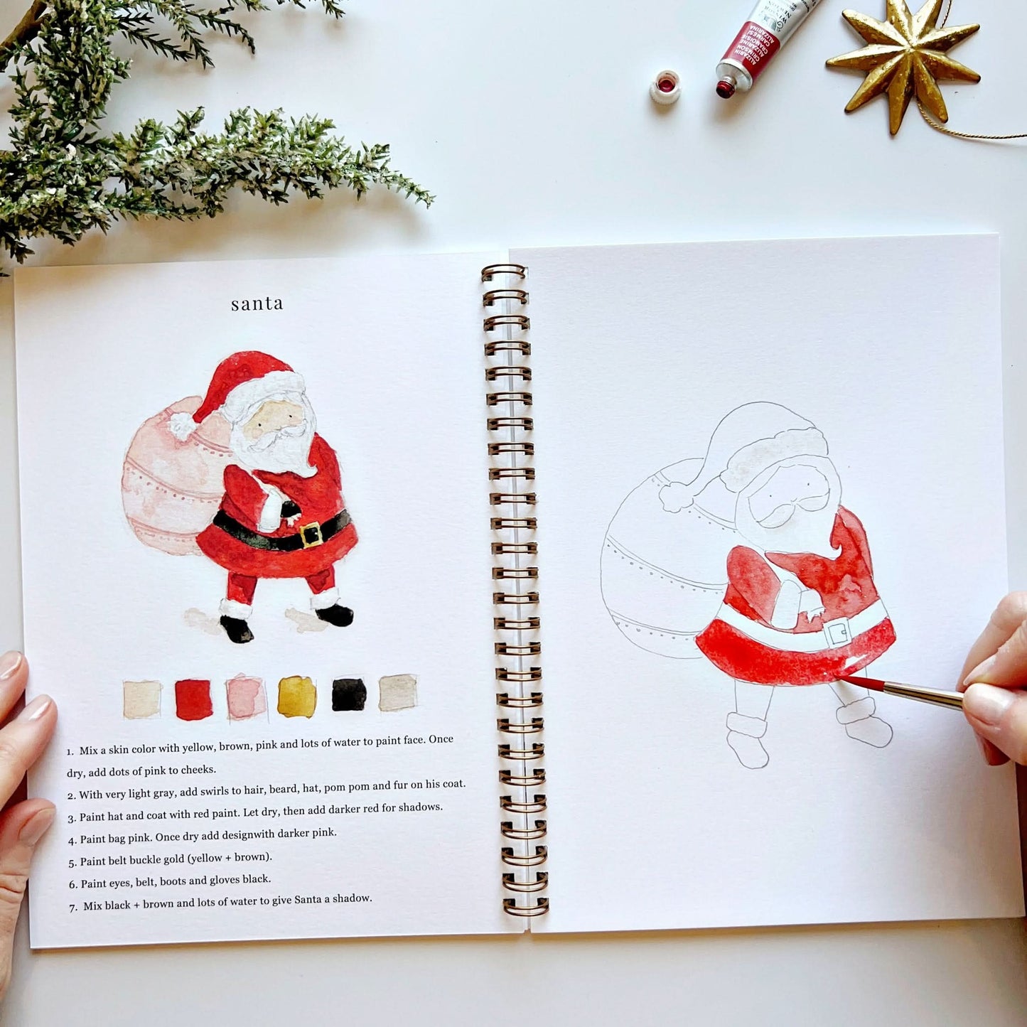 🎨 Christmas Watercolor Workbook – Paint, Practice & Play