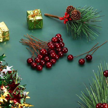 Christmas Holly Berries Set – 50PCS Mini Red Berry Decorations
