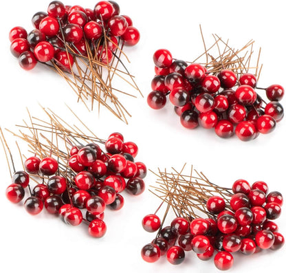 Christmas Holly Berries Set – 50PCS Mini Red Berry Decorations