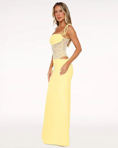 The Light Yellow Lace Dress — Sun-Kissed Softness with a Golden Glow
