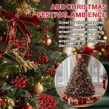 Christmas Holly Berries Set – 50PCS Mini Red Berry Decorations