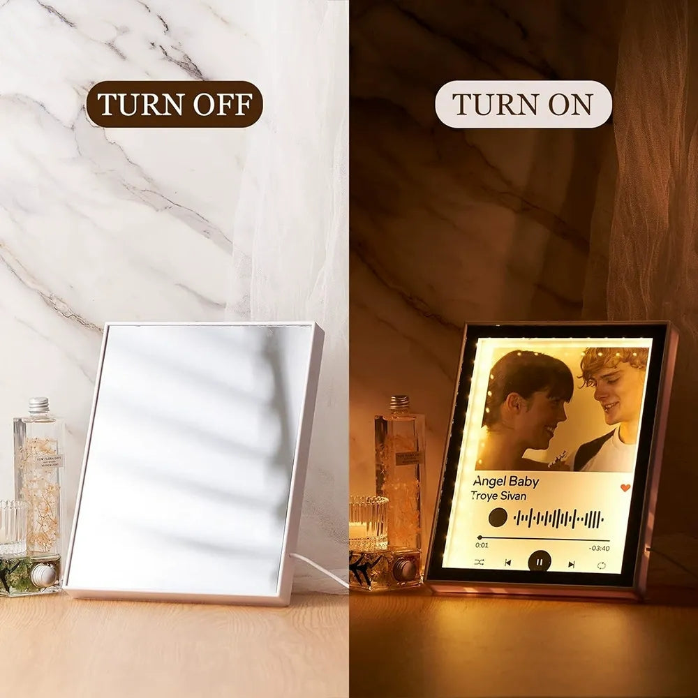 LED Mirror Glow Light Box – Keepsake Picture Frame for Meaningful Moments