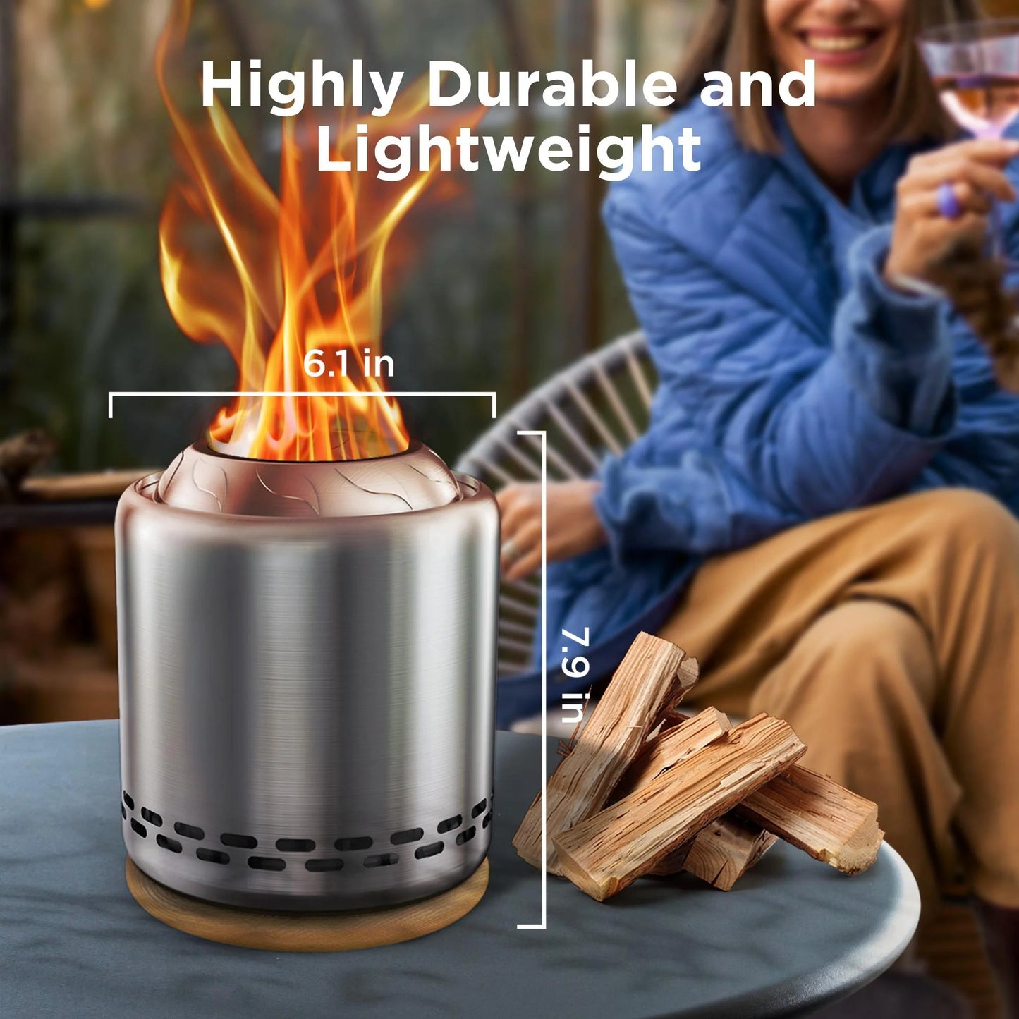 Stove Tabletop Fire Pit with Stand – 5.9” x 7.8” Smokeless Stainless Steel Portable Fire Pit 🔥