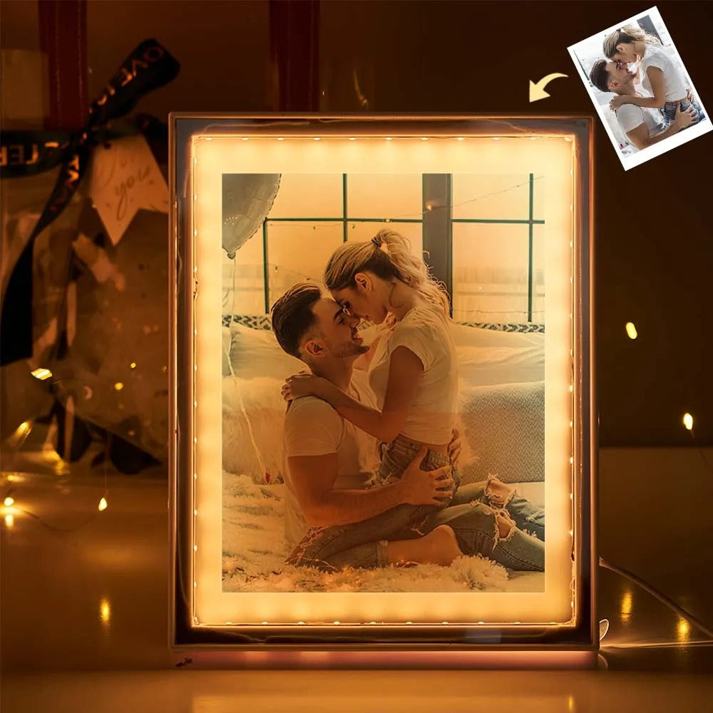 LED Mirror Glow Light Box – Keepsake Picture Frame for Meaningful Moments
