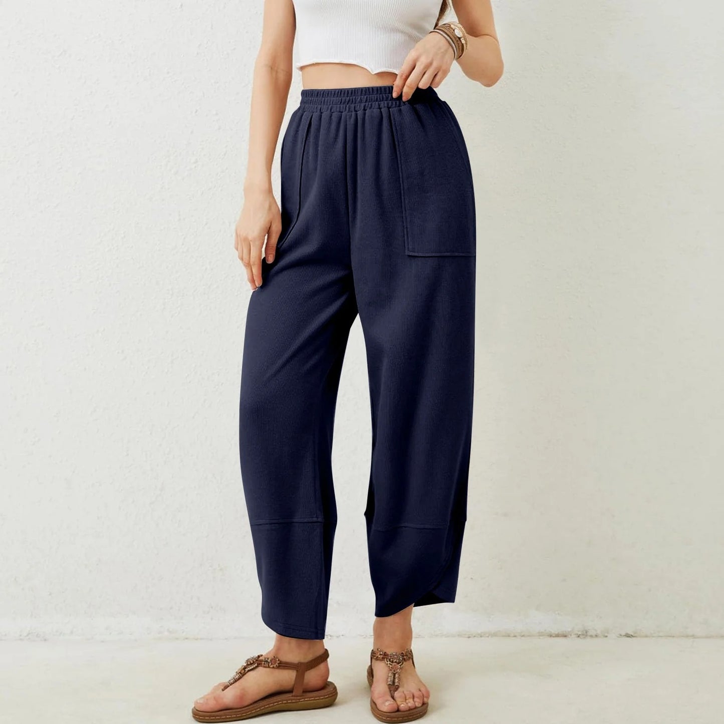 Womens Baggy Wide Leg Pants with Large Pockets