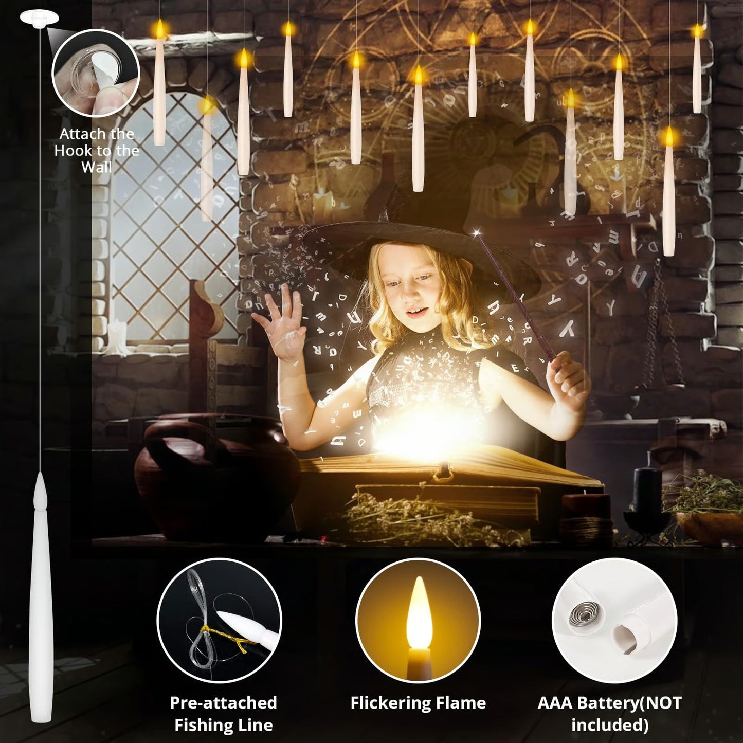 👻 Halloween Magic Floating LED Flameless Candles 🎃