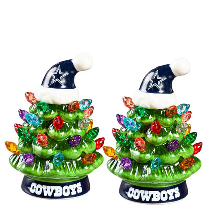 🎄 Dallas Cowboys 2-Pack Ceramic LED Christmas Tree Set