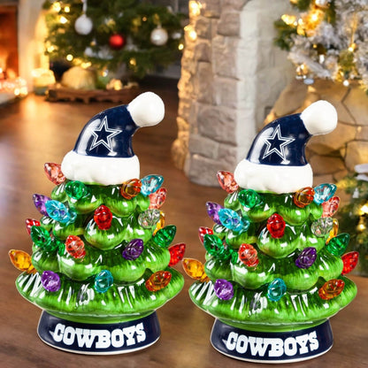 🎄 Dallas Cowboys 2-Pack Ceramic LED Christmas Tree Set