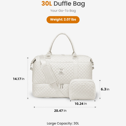 2Pcs Aril Travel Duffel Bag – Shoe Compartment + Toiletry Organizer