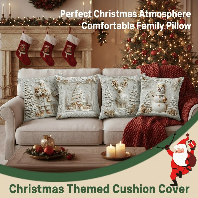 3D Christmas Velvet Pillow Covers – 4-Piece Set