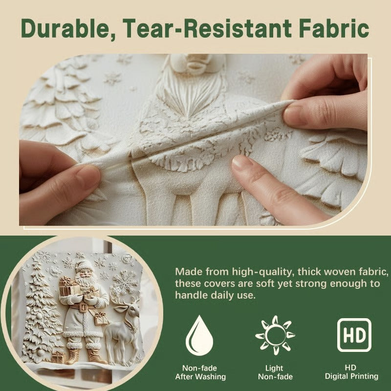 3D Christmas Velvet Pillow Covers – 4-Piece Set