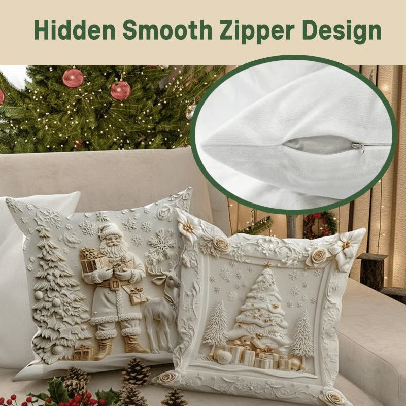 3D Christmas Velvet Pillow Covers – 4-Piece Set
