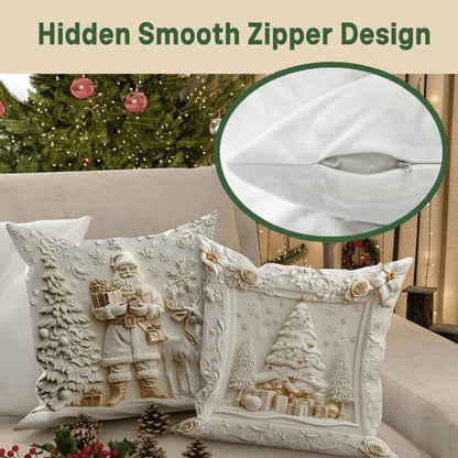 3D Christmas Velvet Pillow Covers – 4-Piece Set