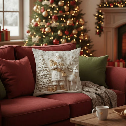3D Christmas Velvet Pillow Covers – 4-Piece Set