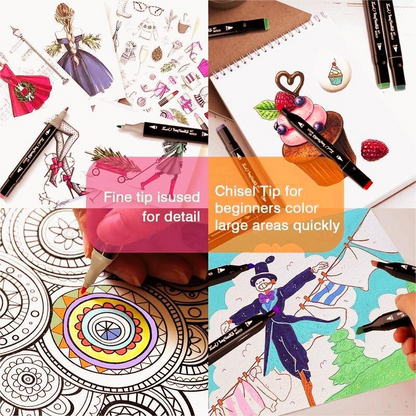 Dual Tip Alcohol Marker Pen Set – 24/36/48/60 Colors for Art, DIY Crafts & Easter Gifts