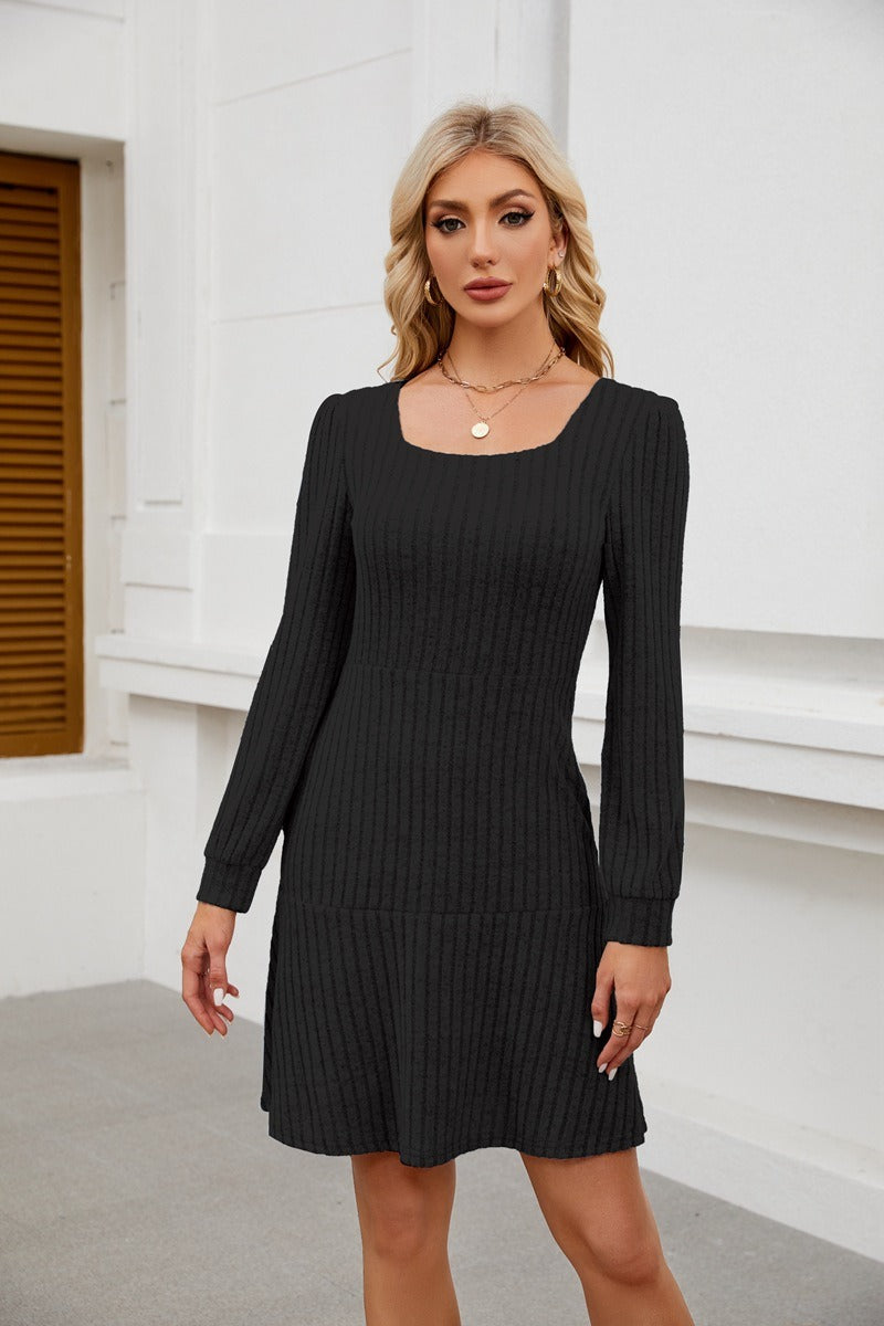 Women’s Square Neck Long Sleeve Fall Dress