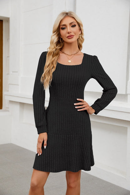 Women’s Square Neck Long Sleeve Fall Dress