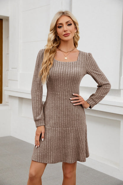 Women’s Square Neck Long Sleeve Fall Dress