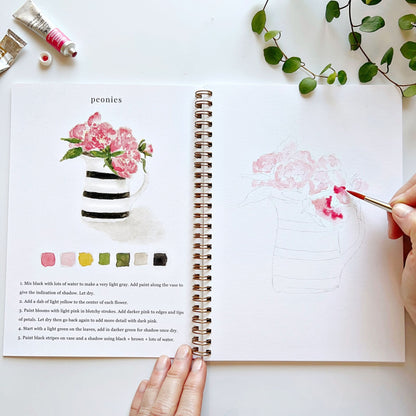 🎨 Bouquets Watercolor Workbook – Paint, Practice & Play