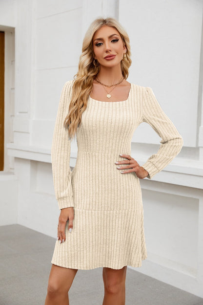 Women’s Square Neck Long Sleeve Fall Dress