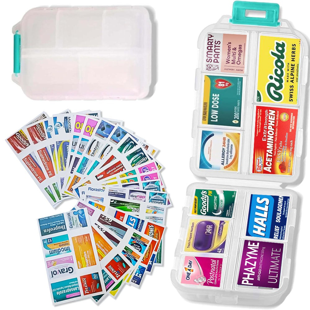 Smart Pocket Pill Organizer – 7 Day Travel Medicine Case with 147 Labels