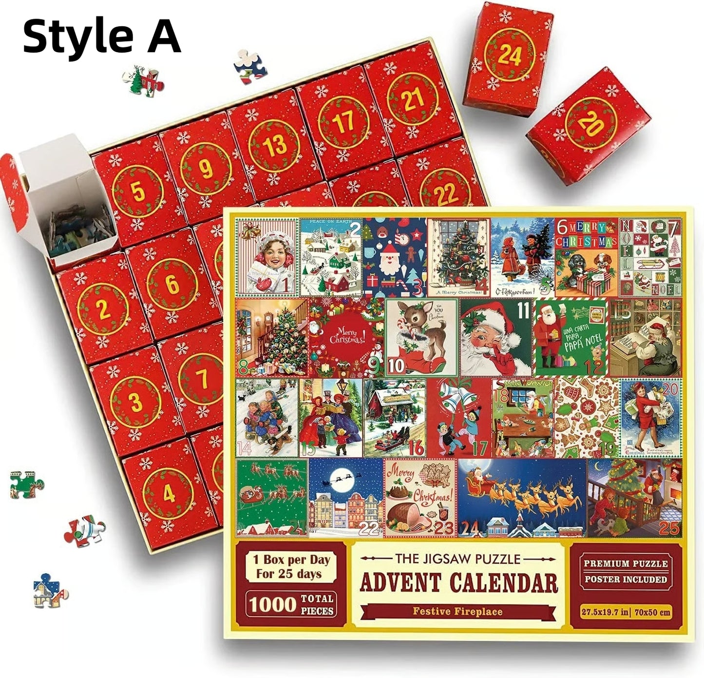 Christmas Advent Calendar Jigsaw Puzzle – 1000pcs Festive Holiday Countdown Fun