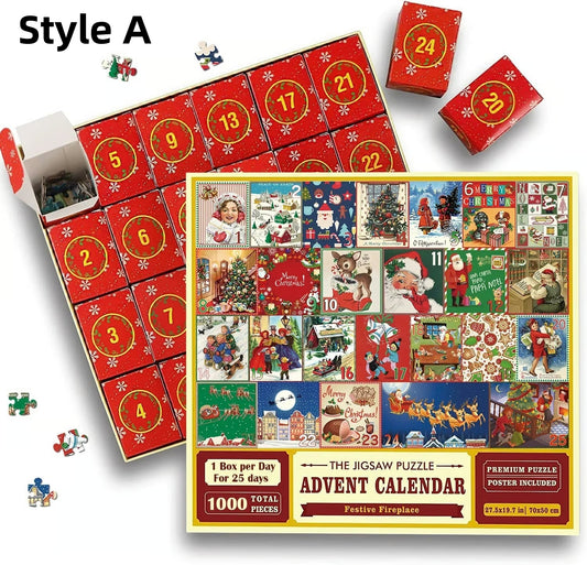Christmas Advent Calendar Jigsaw Puzzle – 1000pcs Festive Holiday Countdown Fun