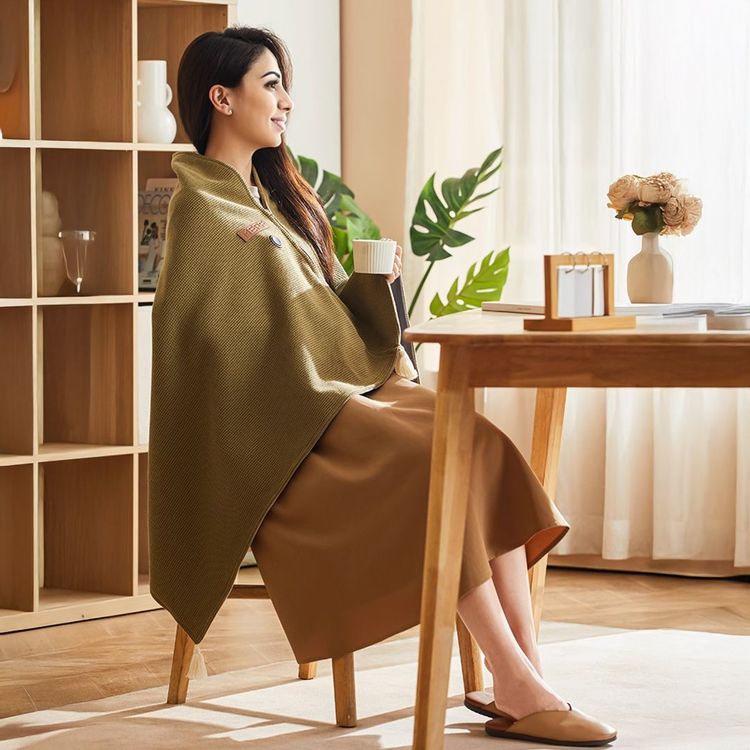 Portable Soft Zipper Electric Heated Blanket Shawl