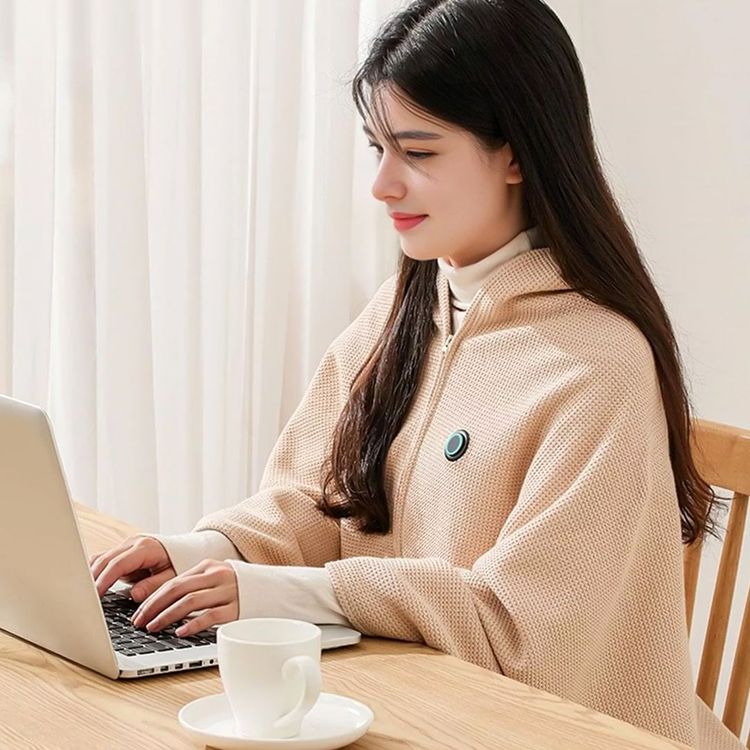 Portable Soft Zipper Electric Heated Blanket Shawl