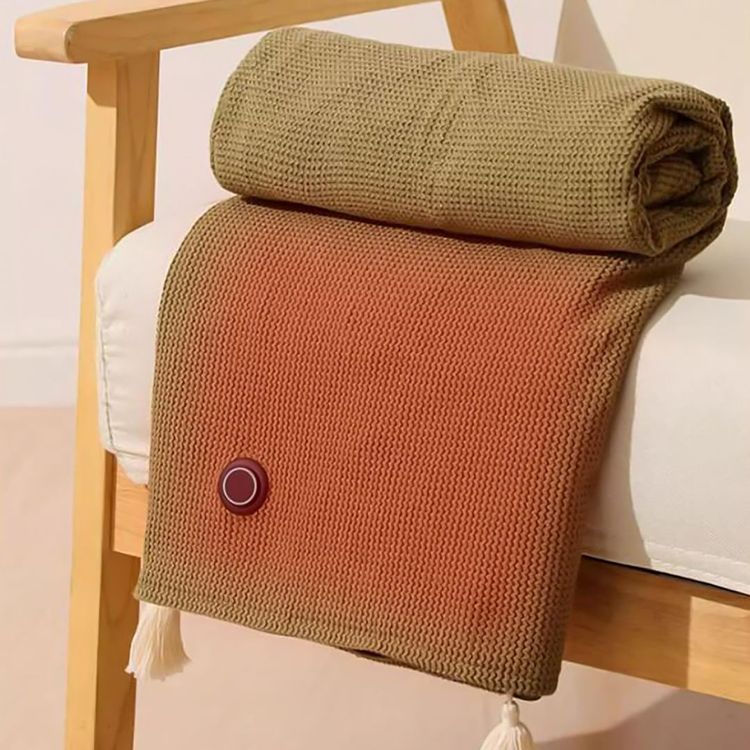 Portable Soft Zipper Electric Heated Blanket Shawl