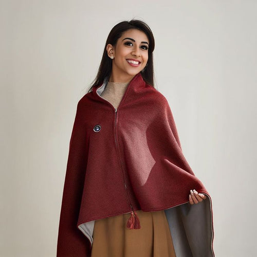 Portable Soft Zipper Electric Heated Blanket Shawl