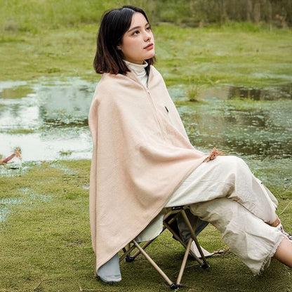 Portable Soft Zipper Electric Heated Blanket Shawl