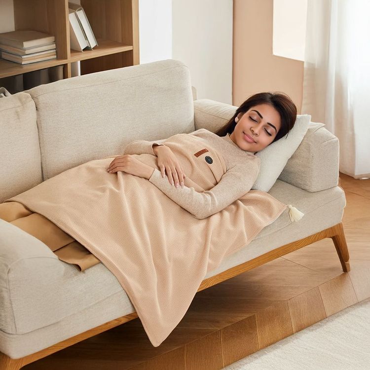 Portable Soft Zipper Electric Heated Blanket Shawl