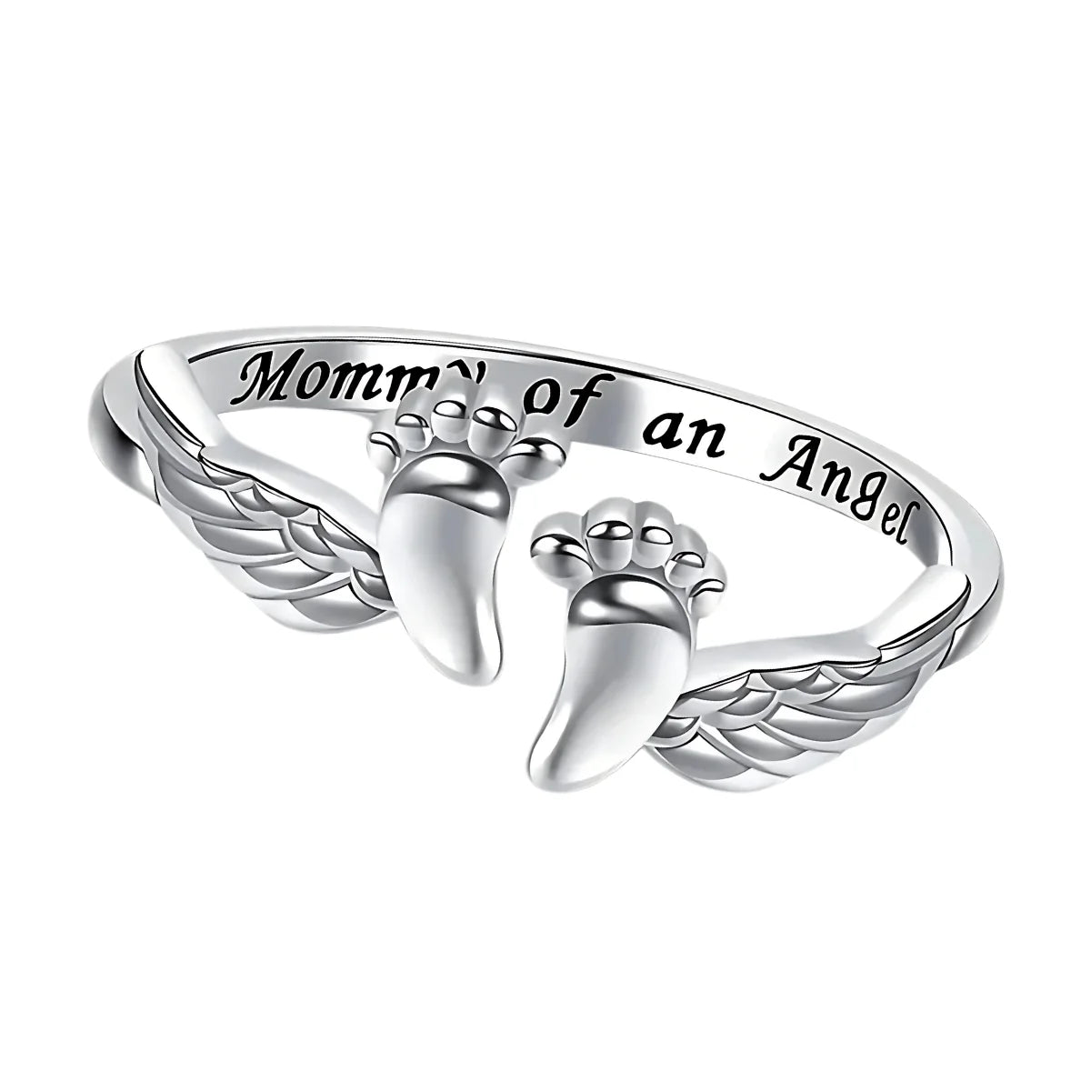 Mother of An Angel Footprint Wings Ring