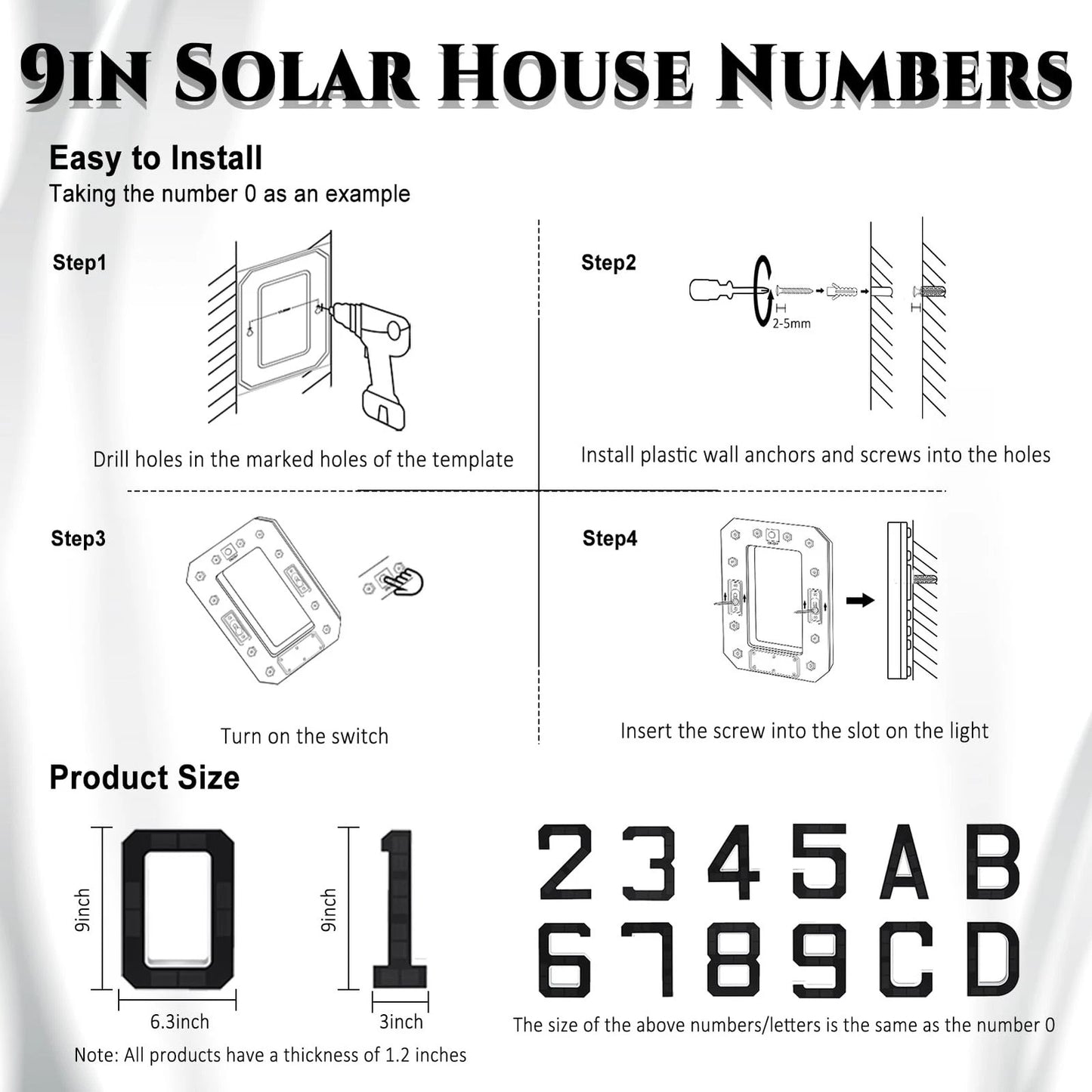9 Inch Solar Lighted House Numbers for Outside
