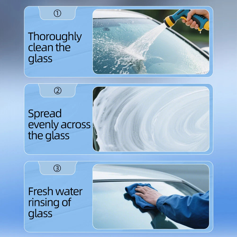 180ml Car Glass Oil Film Remover – Windshield Cleaner Brush